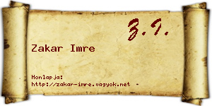 Zakar Imre névjegykártya